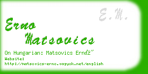 erno matsovics business card